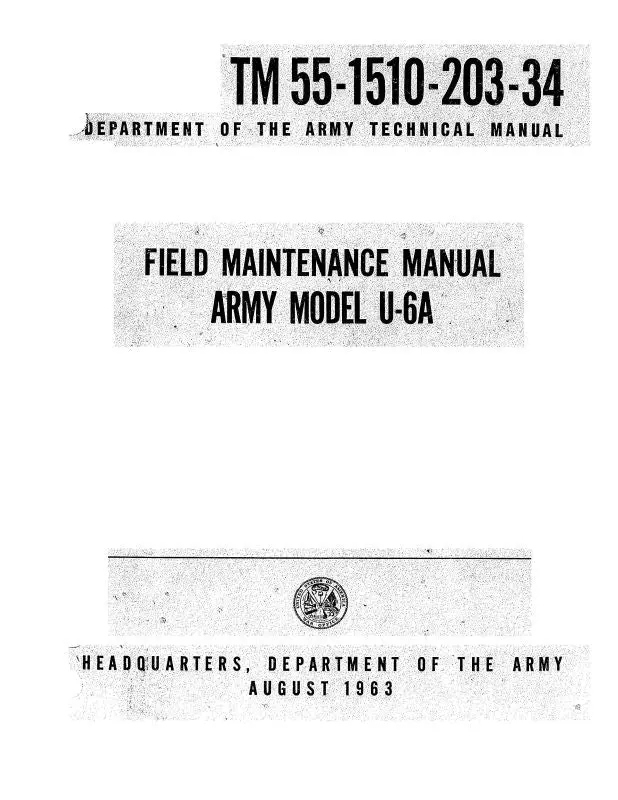Dehavilland U-6A Beaver 1963 Army Model Field Maintenance Manual (55-1510-203-34) 1
