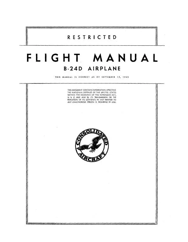 Consolidated B-24D 1942 Flight Manual (Csb24d-42-F-C) 1