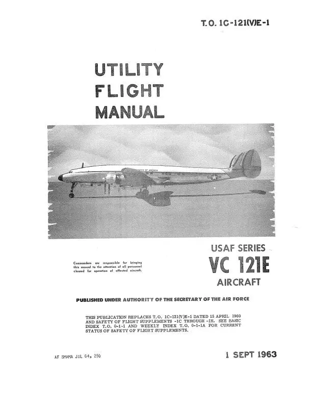 Lockheed Vc-121E Usaf Series 1963 Utility Flight Manual (1C-121(V)E-1) 1
