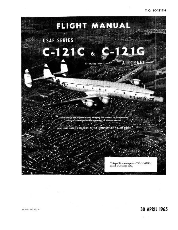Lockheed C-121C, G Usaf Series 1965 Flight Manual (1C-121C-1) 1
