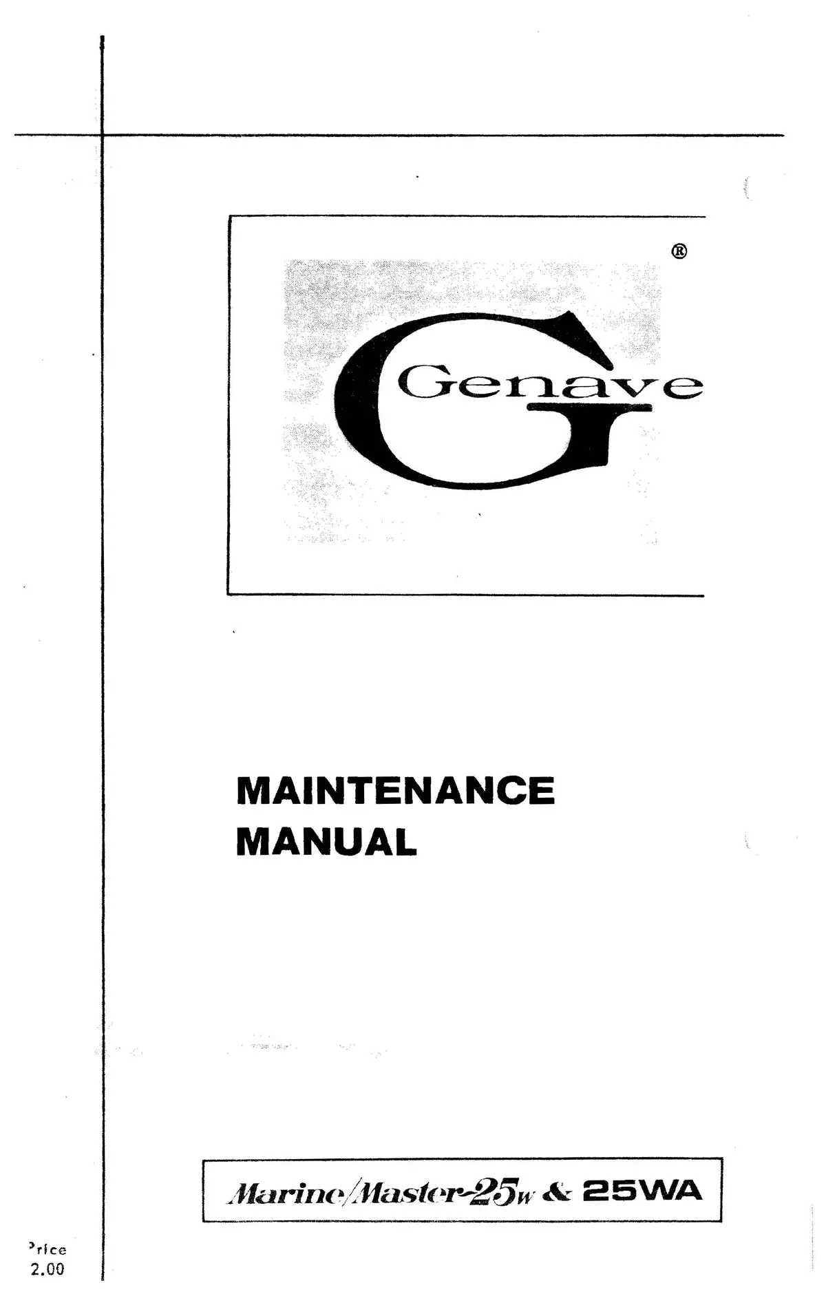 Genave Marine Master-25W & 25Wa Maintenance Manual 1