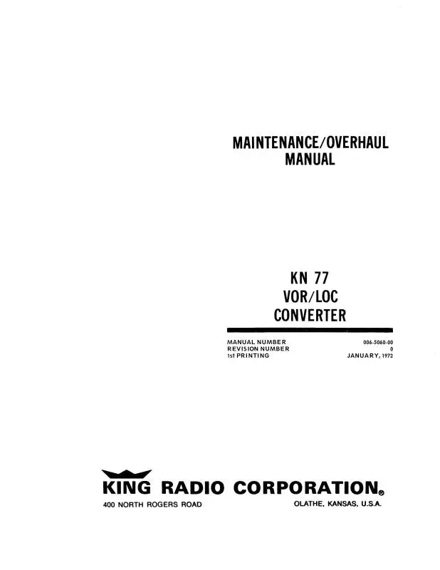 King Kn 77 Vor-Loc Converter Maintenance And Overhaul (006-5060-00) 1