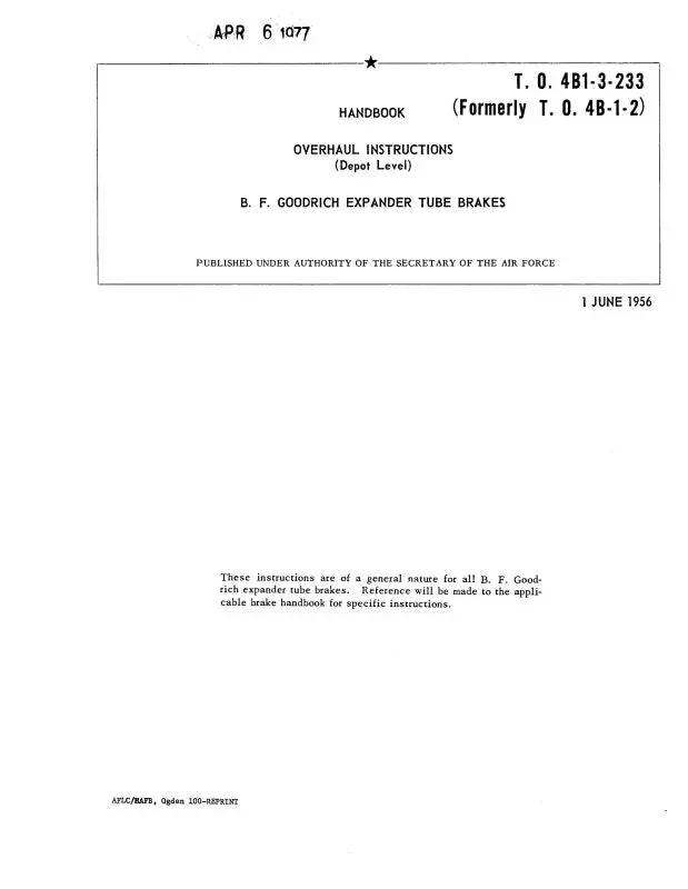B.F. Goodrich Expander Tube Brakes Overhaul Instructions (4B1-3-233) 1