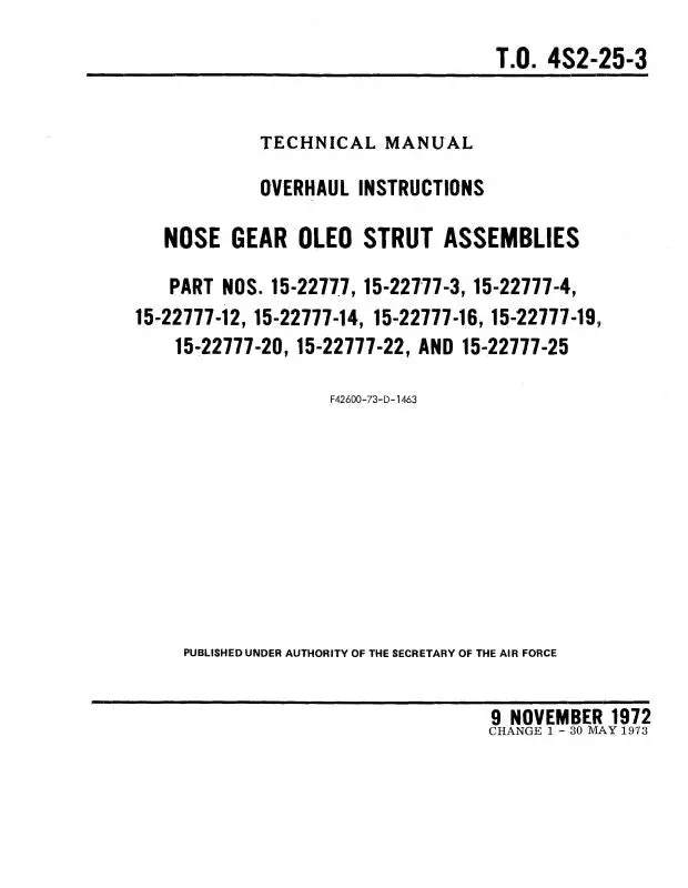 Boeing Company Nose Gear Oleo Strut Assembly Overhaul Instructions (4S2-25-3) 1
