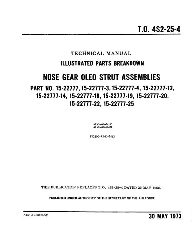 Boeing Company Nose Gear Oleo Strut Assembly Parts Catalog (4S2-25-4) 1