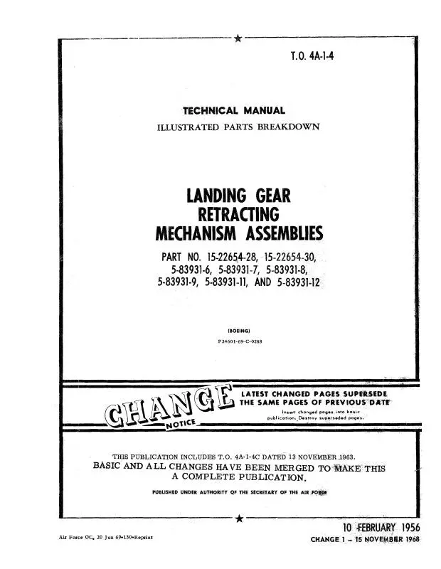 Boeing Company Landing Gear Retracting  1956 Illustrated Parts (4A-1-4) 1