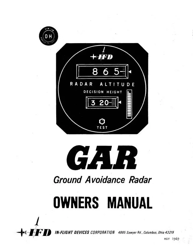Ifd Gar Ground Avoidance Radar Owners Manual (Ifgar-69-O-C) 1