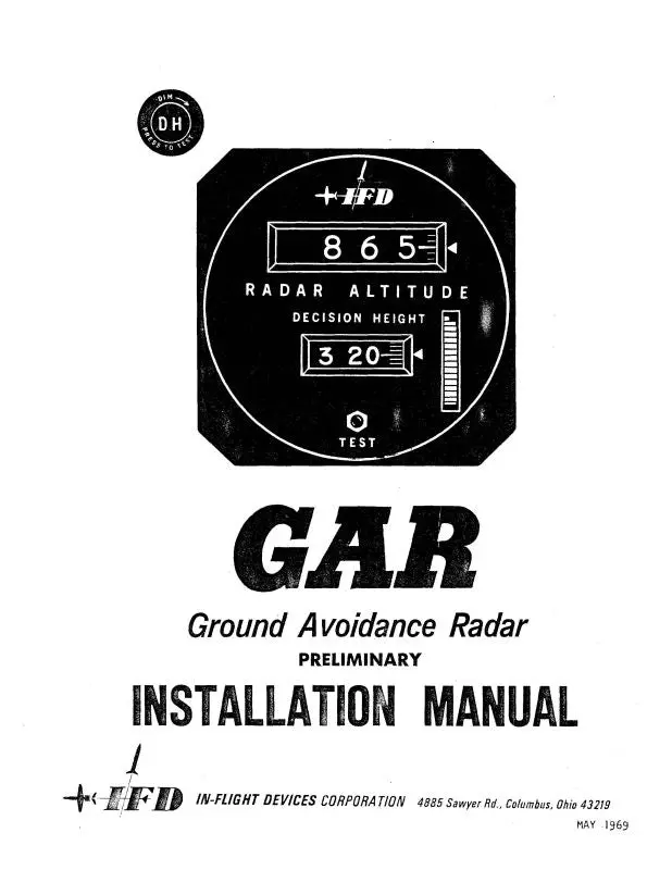 Ifd Gar Ground Avoidance Radar Installation Manual (Ifgar-69-In-C) 1