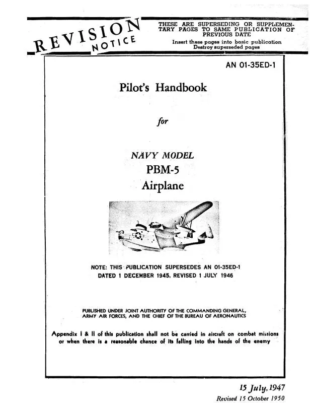 Martin Pbm-5 1947 Navy Model Pilot's Handbook (01-35Ed-1) 1