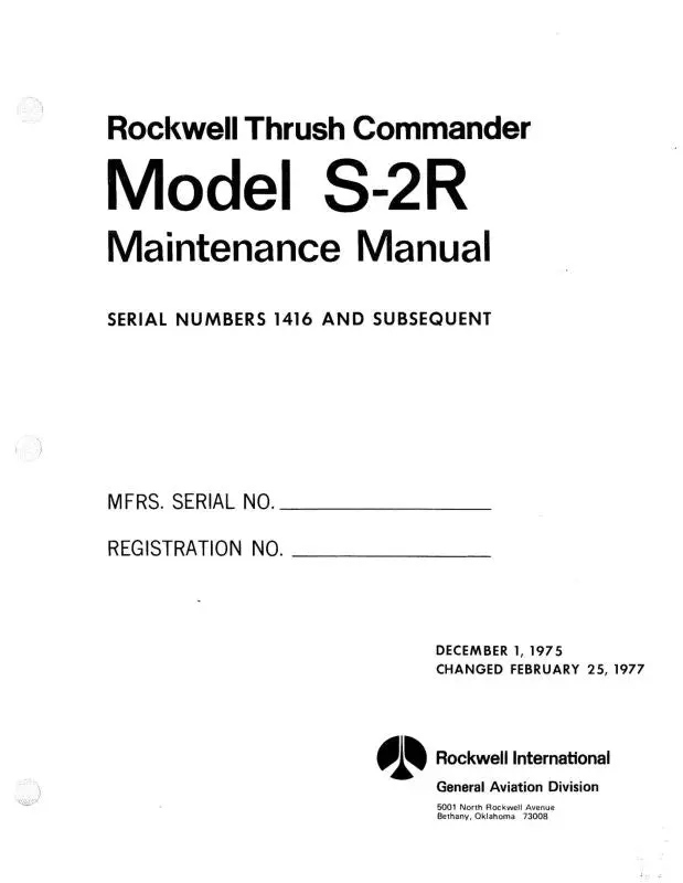 Aero Commander S2-R Thrush Commander Maintenance Manual (Acs2r-M-C) 1