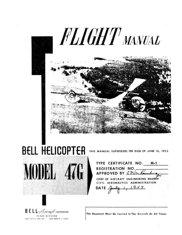Bell Helicopter 47G 1953 Flight Manual 1