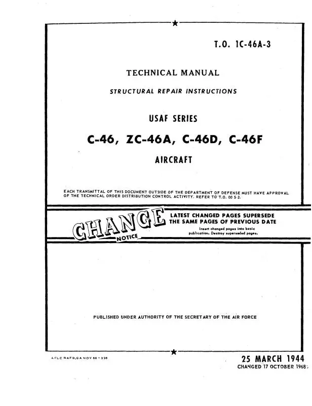 Curtiss-Wright C-46, Zc-46A, C-46D, C-46F Structural Repair (1C-46A-3) 1
