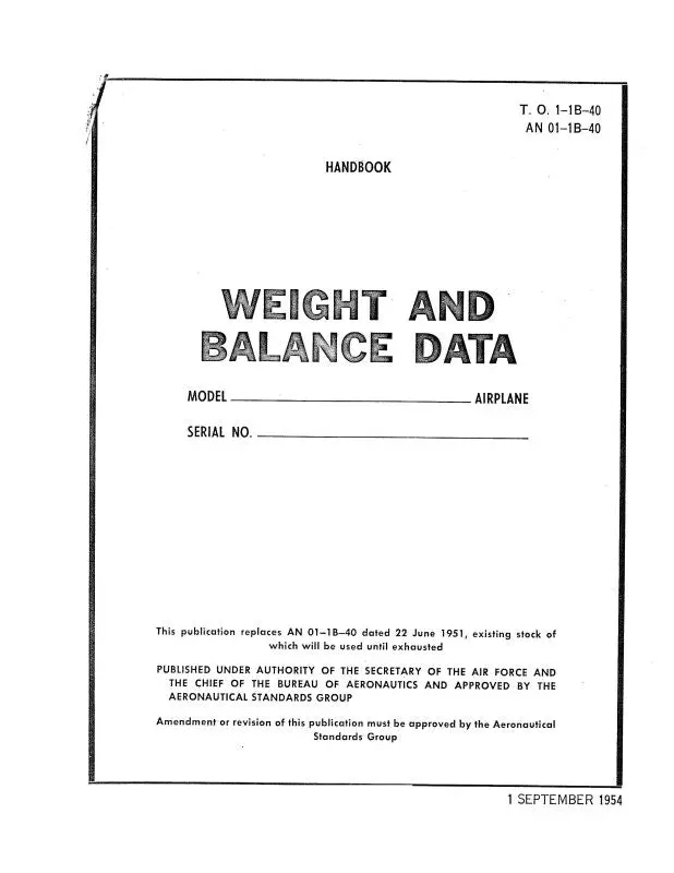 Curtiss-Wright C-46D 1954 Weight And Balance Data (1-1B-40) 1