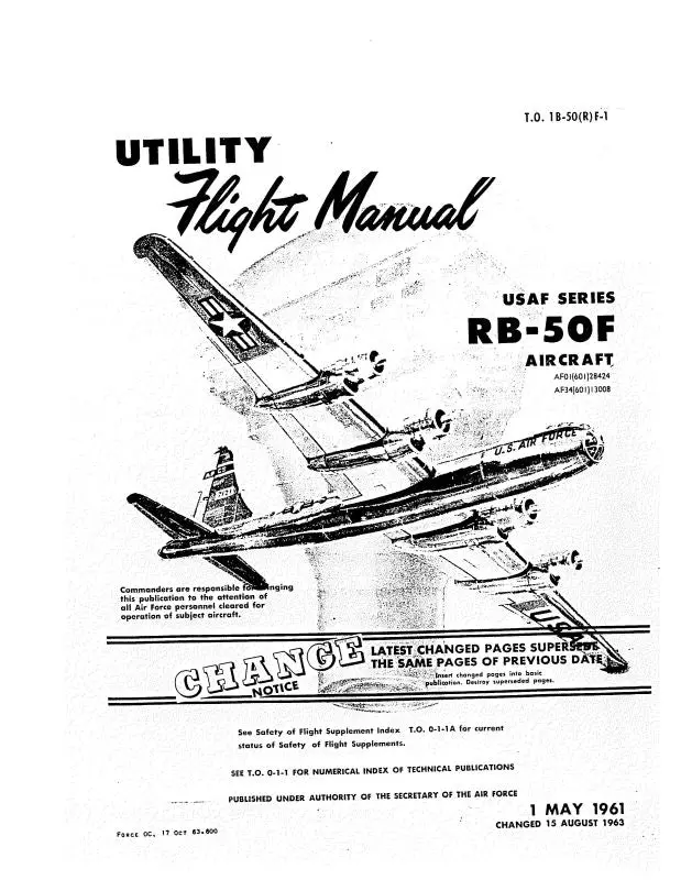 Boeing Rb-50F 1961 Usaf Series Flight Manual (1B-50(R)F-1) 1