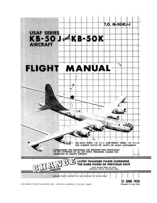 Boeing Kb-50J, Kb-50K 1958 Flight Manual (1B-50(K)J-1) 1