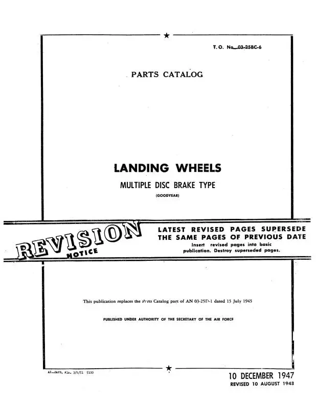 Goodyear Landing Wheels 1947 Parts Catalog (03-25Bc-6) 1