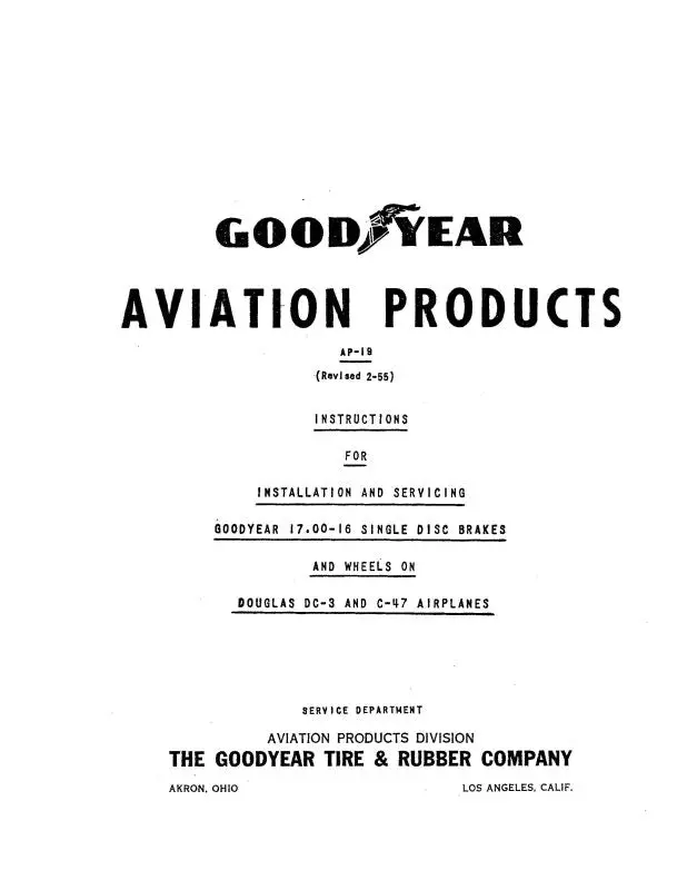 Goodyear Ap-19 Single Disc Brakes Instructions For Installation & Servicing (Gyap19-In-C) 1