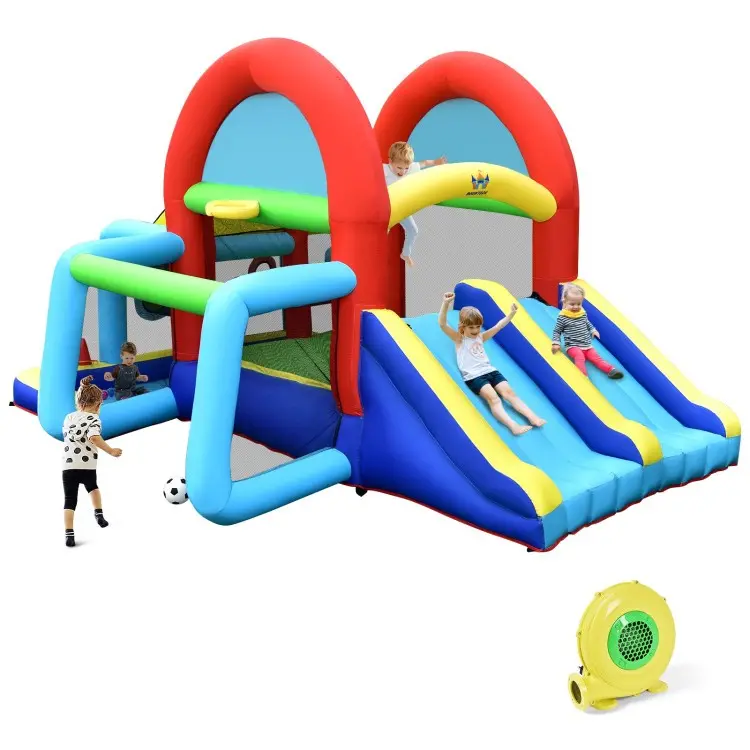 Inflatable Jumping Castle Bounce House With Dual Slides And 480W Blower 1