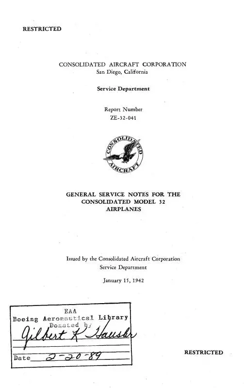 Consolidated Model 32 1942 General Service Notes (Ze-32-041) 1