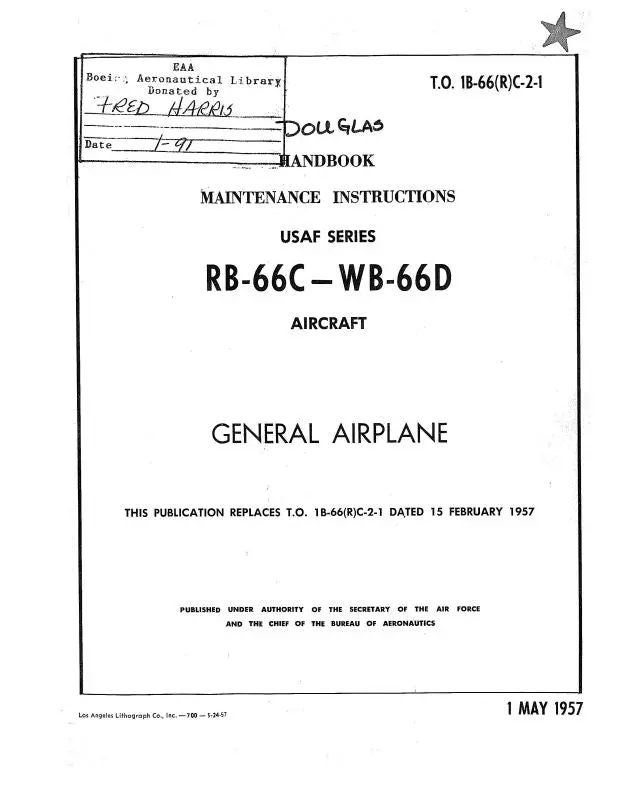 Mcdonnell Douglas Rb-66C, Wb-66D 1957 Maintenance Instructions (1B-66(R)C-2-1) 1