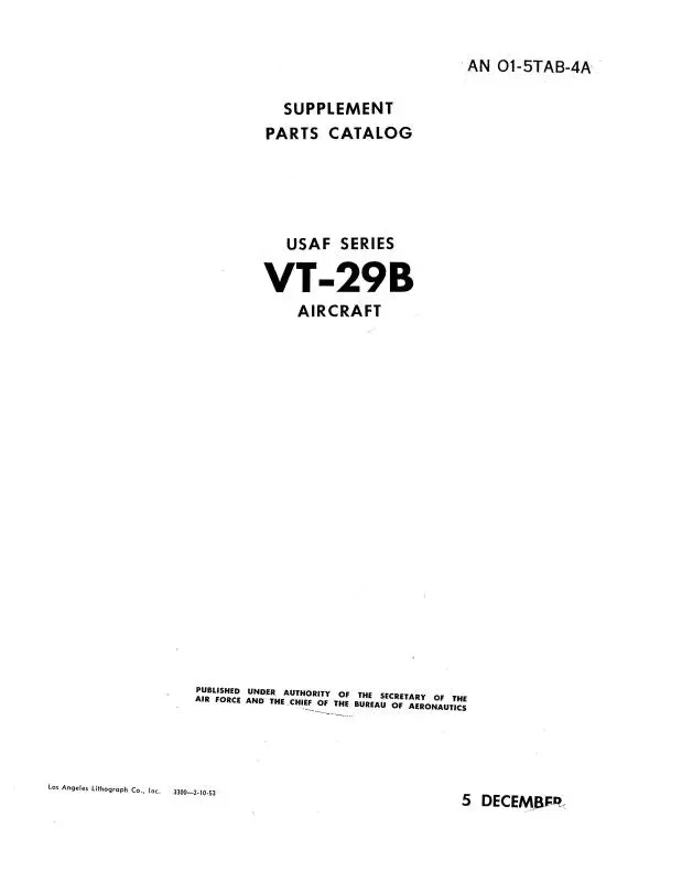 Consolidated Vt-29B Usaf Series Supplement Parts Catalog (01-5Tab-4A) 1