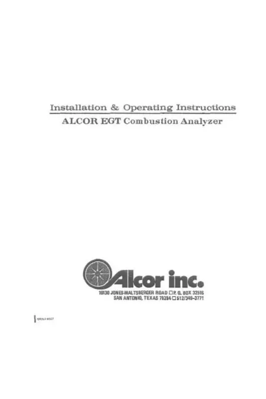 Alcor  Ekonomix Egt Indicator Installation & Operation (65-112) 1