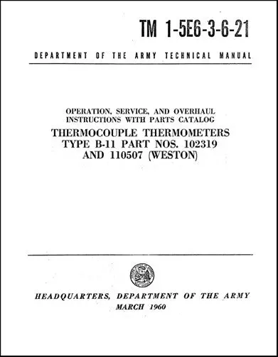 Us Government Thermocouple Thermometers 1960 Operation, Maintenance, Overhaul, Parts (1-5E6-3-6-21) 1