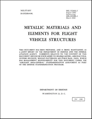 Us Government Metallic Materials & Elements Military Handbook (Fsc-1500) 1