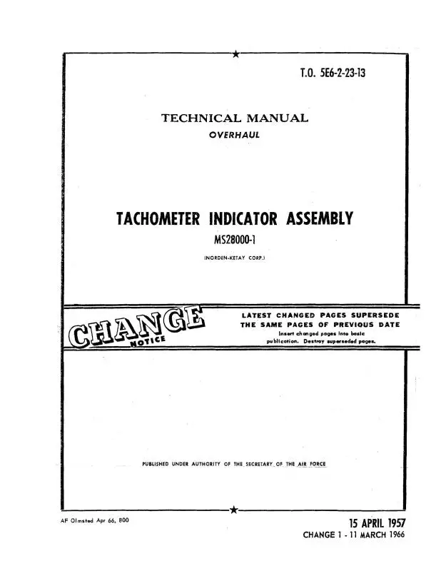Norden-Ketay Corp. Tachometer Indicator Assembly Overhaul Manual (5E6-2-23-13) 1