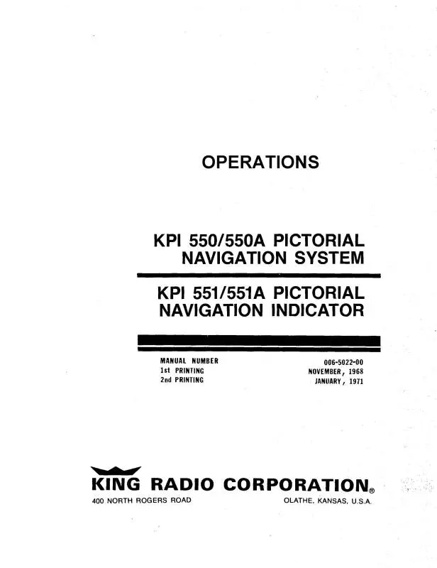 King Kpi 550-550A Pictoral Navigation Operations Manual (006-5022-00-Op) 1