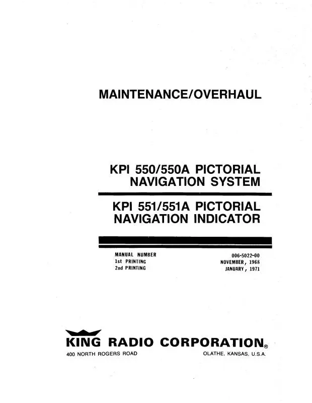 King Kpi 550-550A Pictoral Navigation Maintenance, Overhaul, Installation (006-5022-00) 1