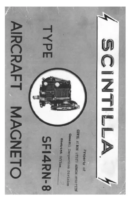 Bendix Sf14rn-8 Magnetos 1944 Inspection, Installation, Maintenance In Service (Sfb-2) 1