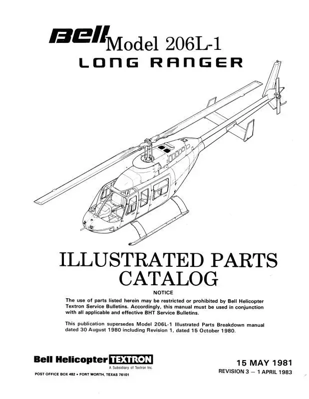 Bell Helicopter 206L-1 1981 Helicopter Illustrated Parts Catalog 1