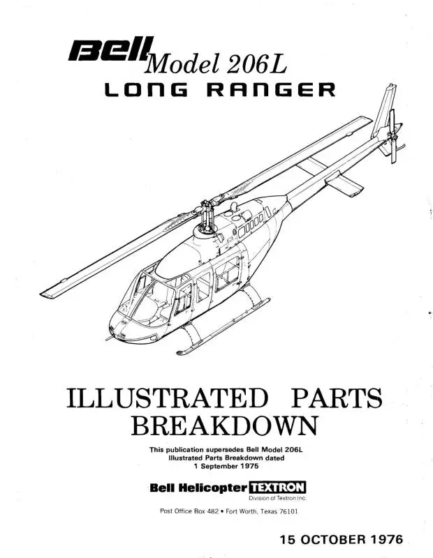 Bell Helicopter 206L 1976 Helicopter Illustrated Parts Catalog 1