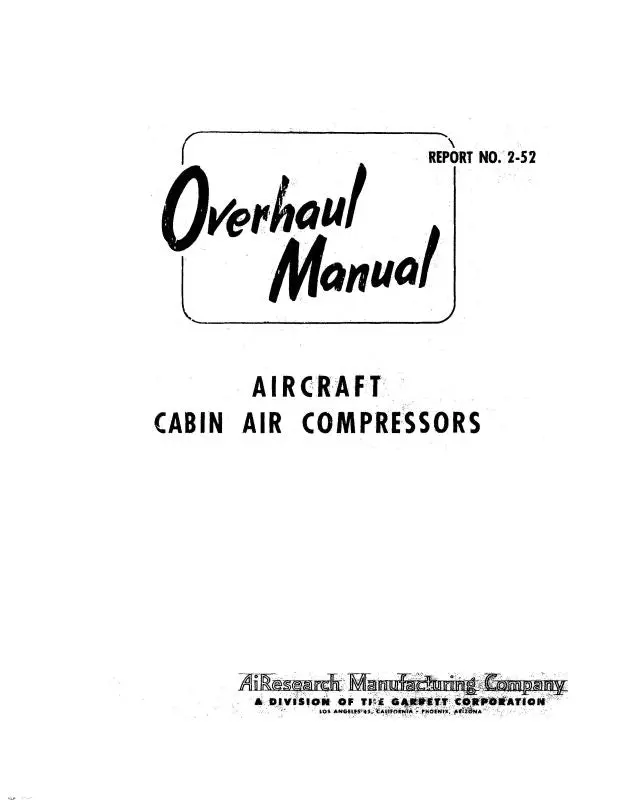 Garrett Aircraft Cabin Air Compressors Overhaul Manual (Feb-52) 1