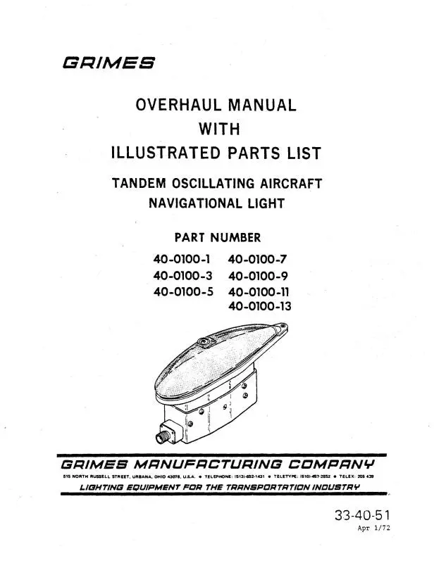 Grimes Tandem Oscillating Light Overhaul With Illustrated Parts (33-40-51) 1
