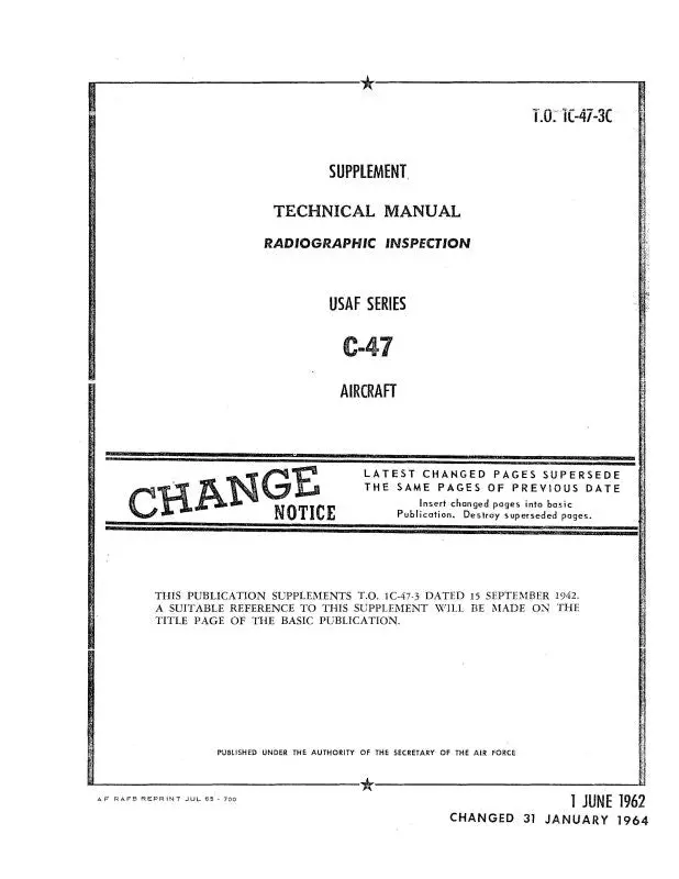 Douglas C-47 Supplement 1962 Technical Manual (To-1C-47-3C) 1