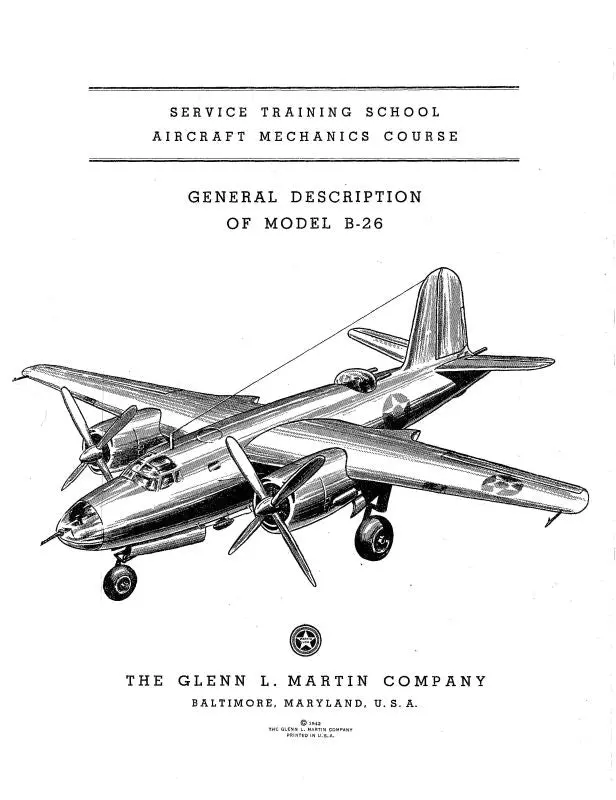 Martin General Description Of B-26 Service Training School (Mtb26-Tr-C) 1