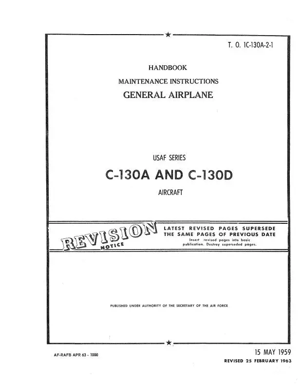 Lockheed C-130A, C-130D 1959 Maintenance Instruction (1C-130A-2-1,--2) 1