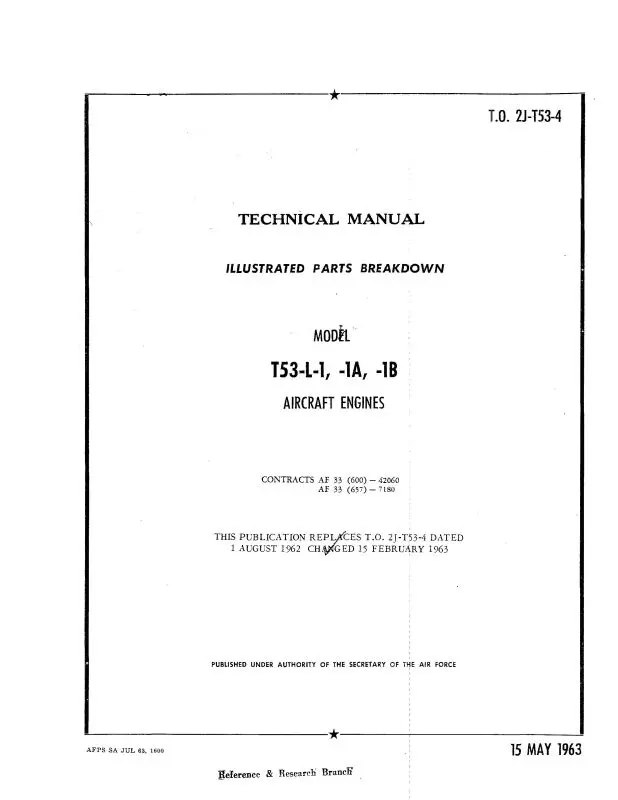 Lycoming T53-L-1, -1A, -1B 1963 Illustrated Parts (2J-T53-4) 1