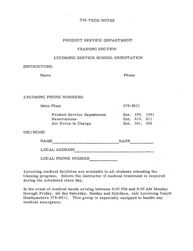 Lycoming T55 Tech Notes Tech Notes (Lyt55-Tr-C) 1