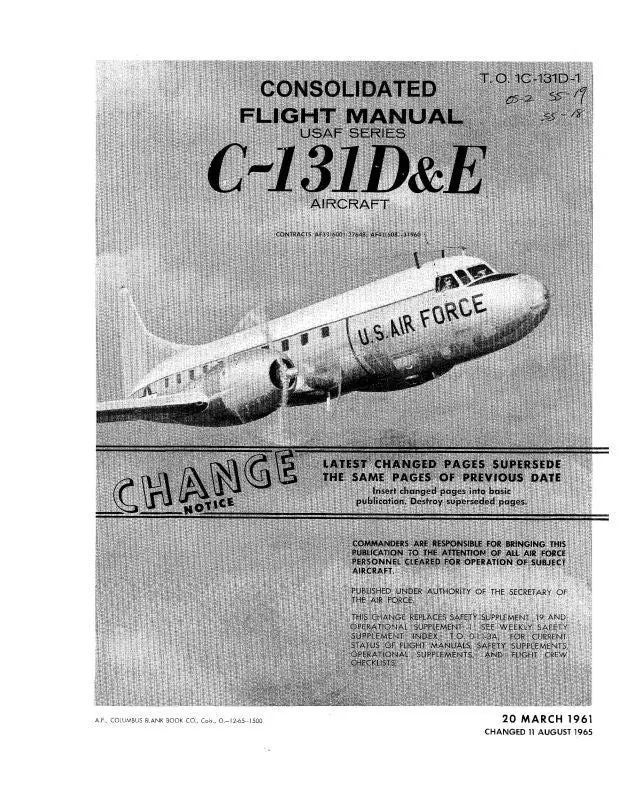 Corsair Vought C-131D & E 1961 Usaf Series Flight Manual (1C-131D-1) 1