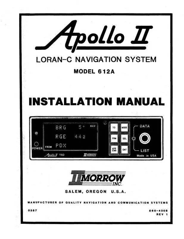 Ii Morrow Inc Apollo Ii 612A Installation Manual (387) 1