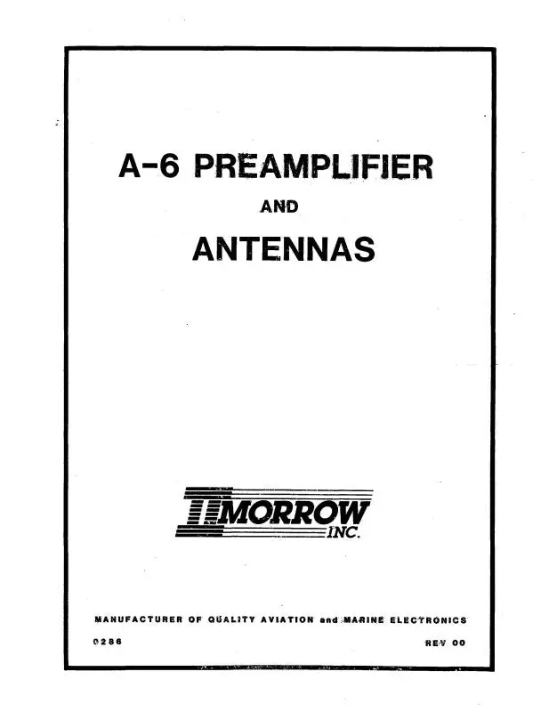 Ii Morrow Inc A-6 Preamplifier And Antennas Instruction (286) 1