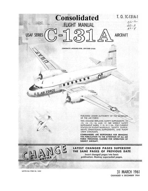Consolidated C-131A 1961 Usaf Series Flight Manual (1C-131A-1) 1