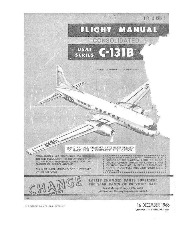Consolidated C-131B 1968 Usaf Series Flight Manual (1C-131B-1) 1