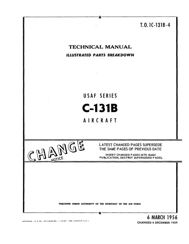 Consolidated C-131B 1956 Usaf Series Illustrated Parts Catalog (1C-131B-4) 1