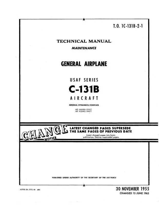Consolidated C-131B 1955 Usaf Series Maintenance Manual (1C-131B-2-1) 1