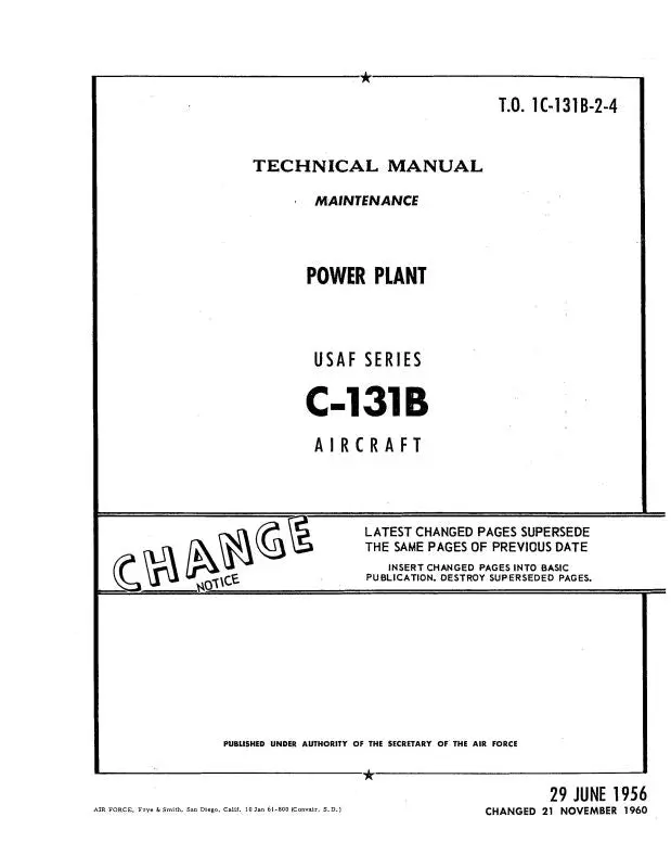 Consolidated C-131B 1956 Usaf Series Maintenance Manual (1C-131B-2-4) 1