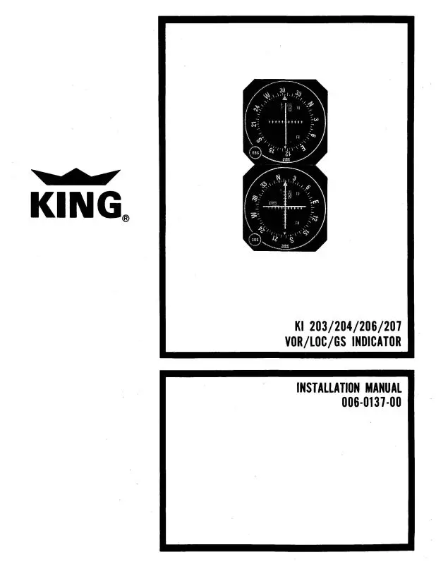 King Ki 203-204-206-207-208-209 Maintenance-Installation Manual (006-5137-00) 1
